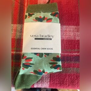 Vera Bradley Green Floral Crew Socks. New in package.